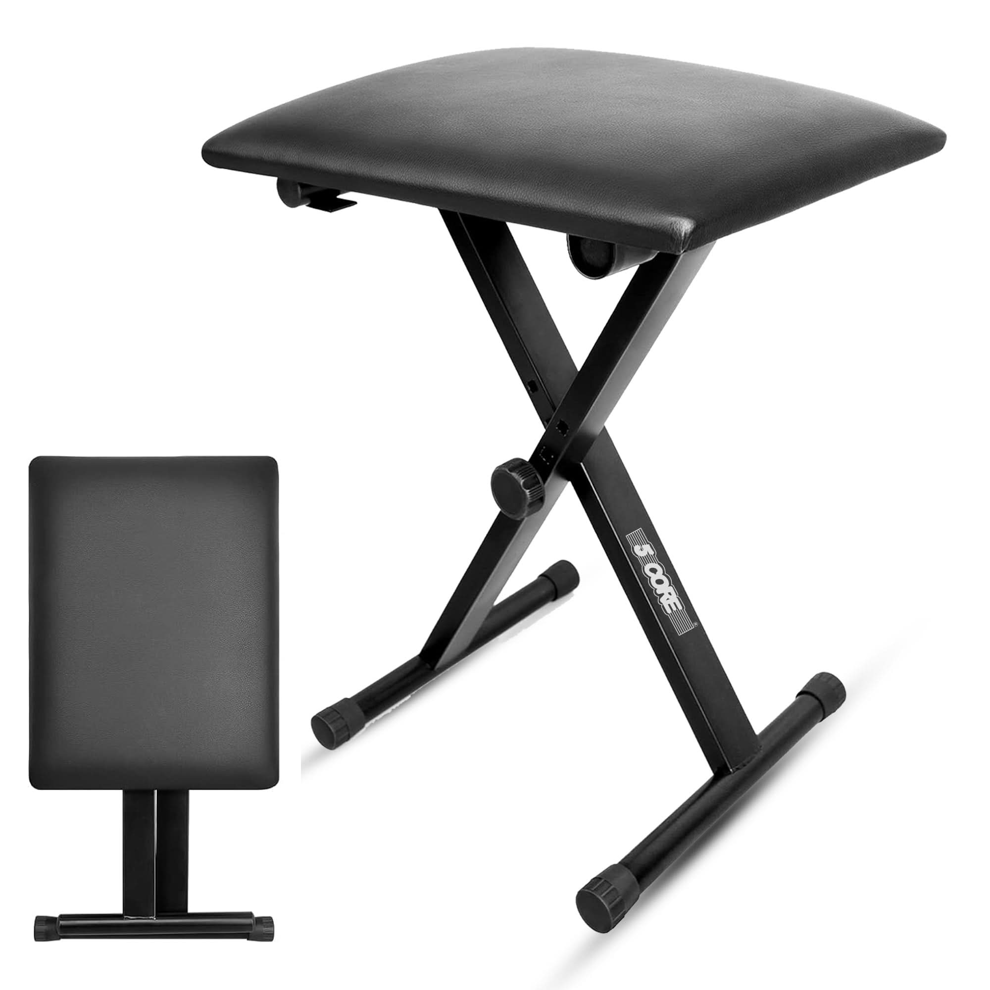 5 Core Keyboard Bench 2" Padded Cushioned Piano Stool Height Adjustable Guitar Seat Folding Portable