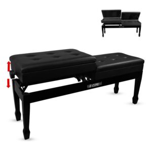 5 Core Duet Piano Bench 3.5 Inch Padded Cushioned Stool Wooden Heavy Duty Musician Chair w Storage