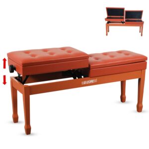 5 Core Duet Piano Bench 3.5 Inch Padded Cushioned Stool Wooden Heavy Duty Musician Chair w Storage