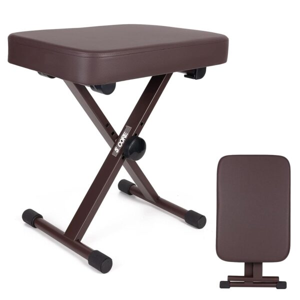 5 Core Keyboard Bench 3" Padded Cushioned Piano Stool Height Adjustable Guitar Seat Folding Portable