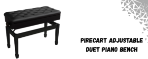The image shows a pirecart adjustable duet piano bench